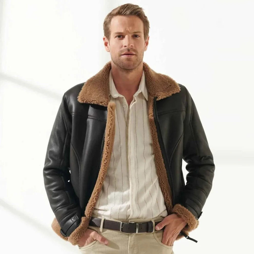 Best Black Leather Shearling Jacket by Leather