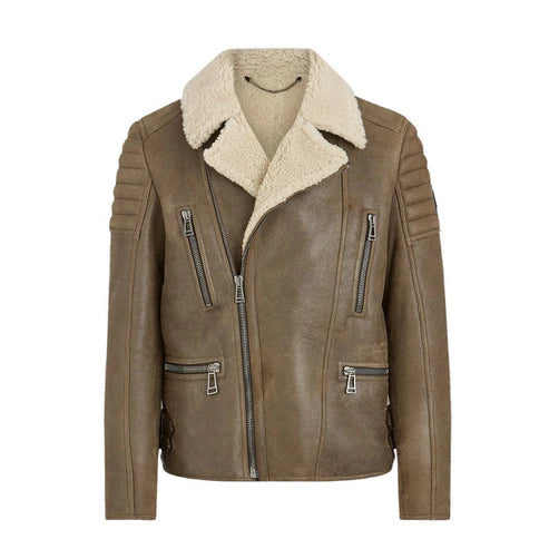 Men Brown Vintage B3 Shearling Jacket