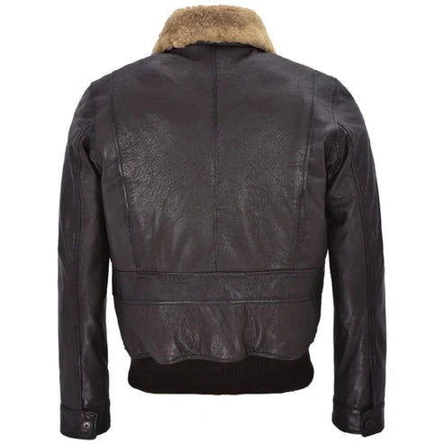 Men WW2 Brown Shearling Flight Bomber Jacket