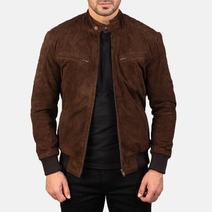 Sven Mocha Suede Bomber Jacket for Men