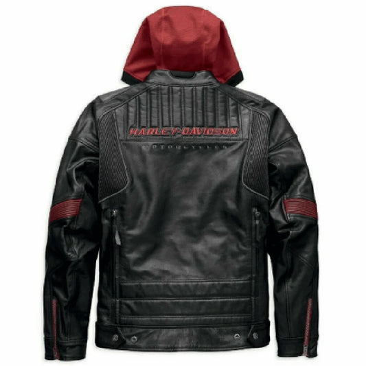 Men's Harley Davidson Motorcycle Leather Jacket with Donhill Hoodie