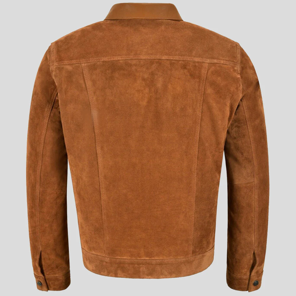 Men’s Tan Trucker Leather Jacket