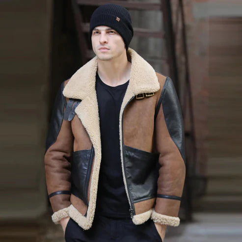 Men Two-Tone RAF B3 Aviator Jacket