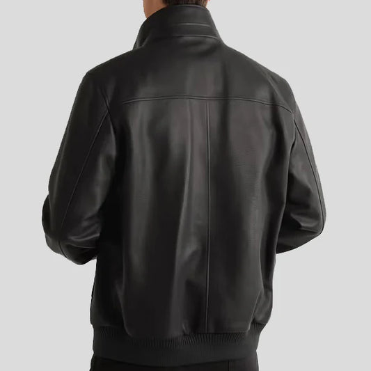 Full-Grain Leather Bomber Jacket