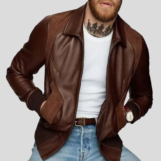 Men Brown Leather Bomber Jacket – Celebrity Style