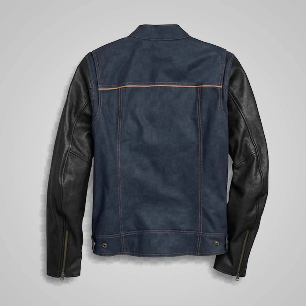 Harley-Davidson 7 Star Denim Jacket with Premium Leather Sleeves