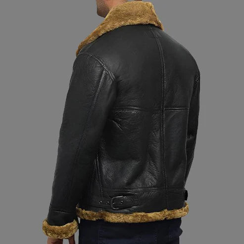 Men Aviator B3 WWII Shearling Sheepskin Flying Jacket