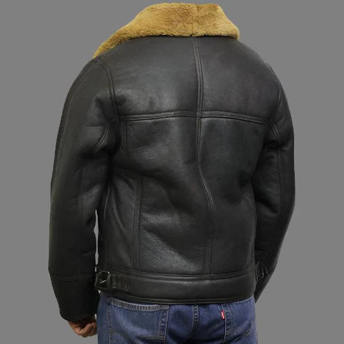 Men Premium Leather Shearling Sheepskin Jacket