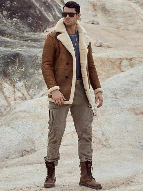 Men off-white b7 bomber sheepskin coat