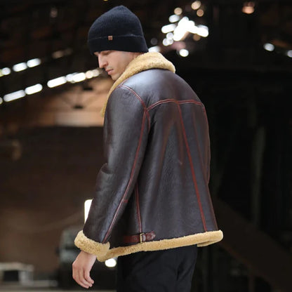 Men Brown B3 Shearling Bomber Jacket