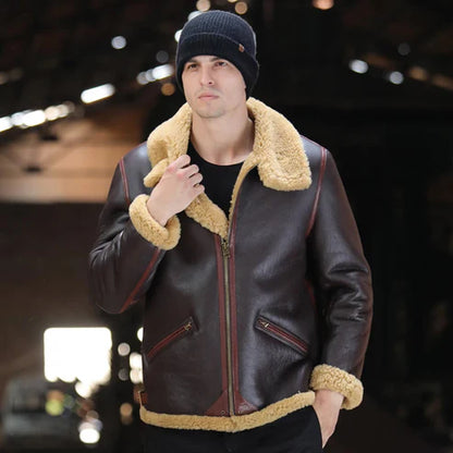 Men Brown B3 Shearling Bomber Jacket