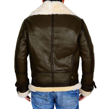 Army Green B3 Shearling Jacket Men