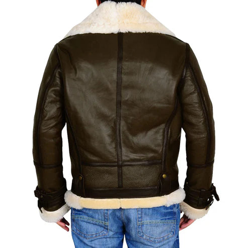 Army Green B3 Shearling Jacket Men