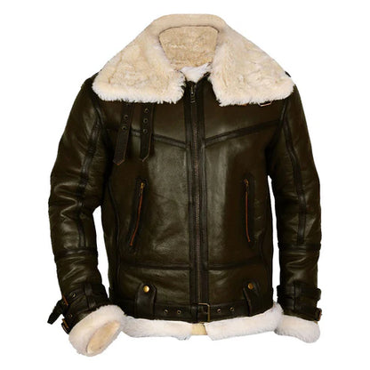 Army Green B3 Shearling Jacket Men