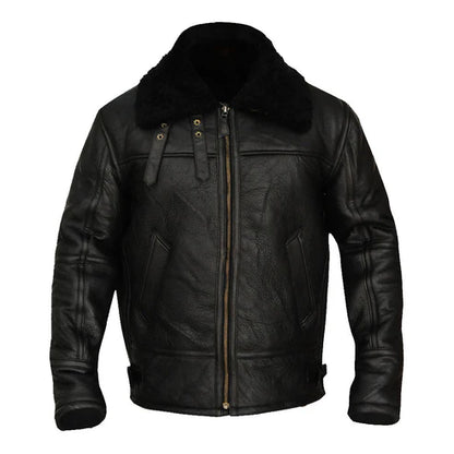 B3 Sheepskin Aviator Jacket Black