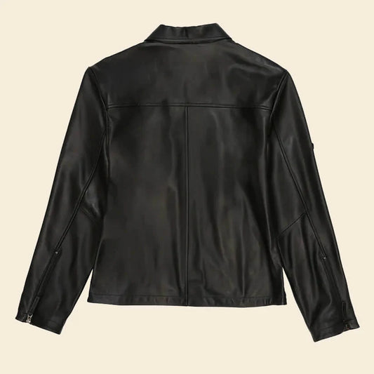 Black Aviator Shirt Style Avirex Leather Jacket