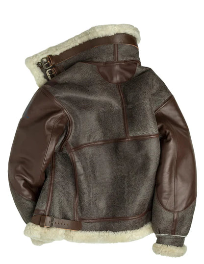 Men Brown Shearling B3 Bomber Leather Jacket
