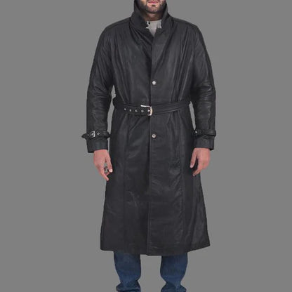 Daniel Black Leather Trench Coat Men