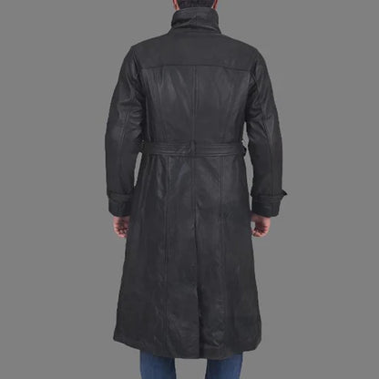 Daniel Black Leather Trench Coat Men