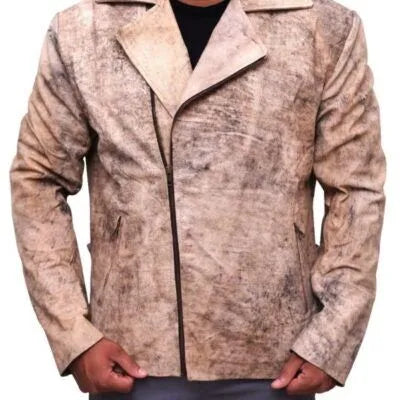 Men Distressed Brown Biker Jacket