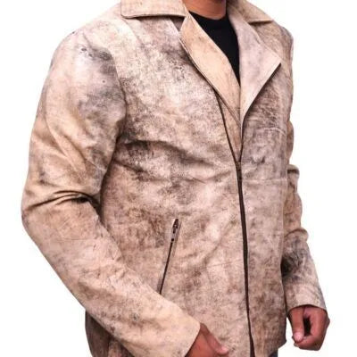 Men Distressed Brown Biker Jacket