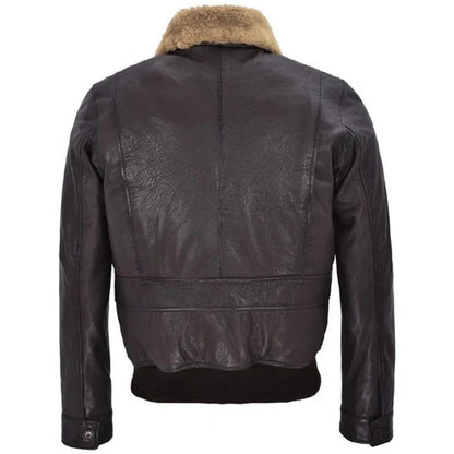 Men WW2 Brown Shearling Flight Bomber Jacket