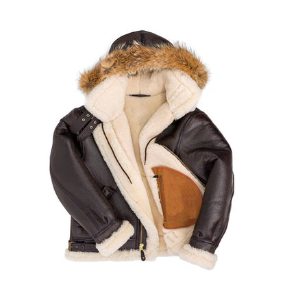 Men's Shearling B3 Hoodie Bomber Coat