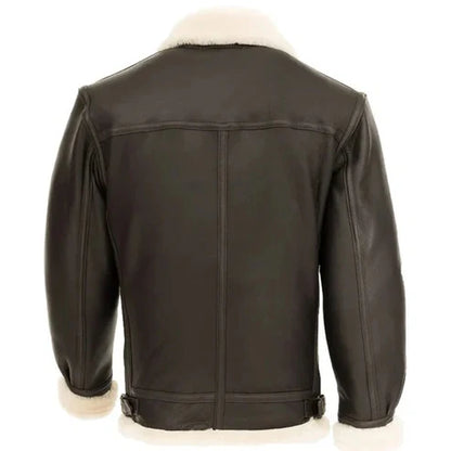Men Genuine Leather B3 Shearling Flight Jacket