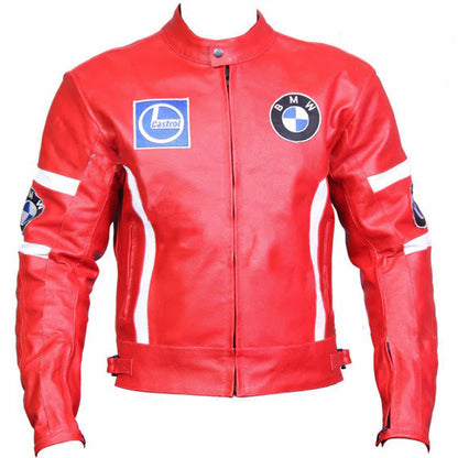 BMW Motorrad Red Racing Leather Motorcycle Jacket
