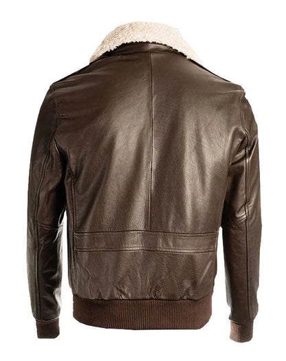 Men Brown Pilot Shearling Jacket
