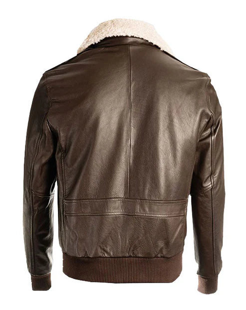 Men Brown Pilot Shearling Jacket