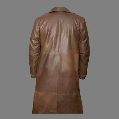 Men’s Brown Leather Trench Coat