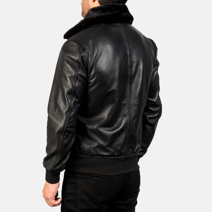 Airin G-1 Black Leather Bomber Jacket for Men