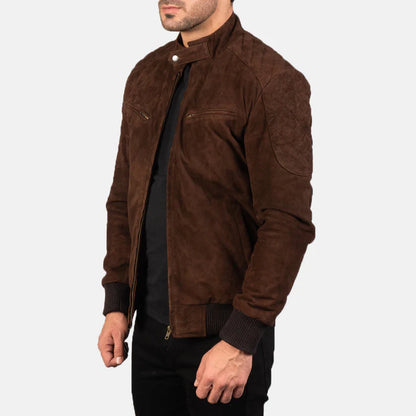 Sven Mocha Suede Bomber Jacket for Men