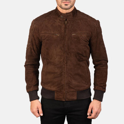 Sven Mocha Suede Bomber Jacket for Men