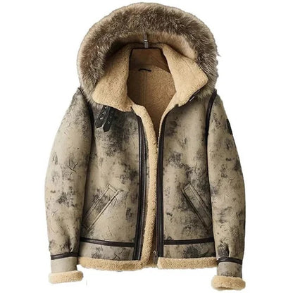 Men Aviator B3 Bomber Shearling Leather Jacket