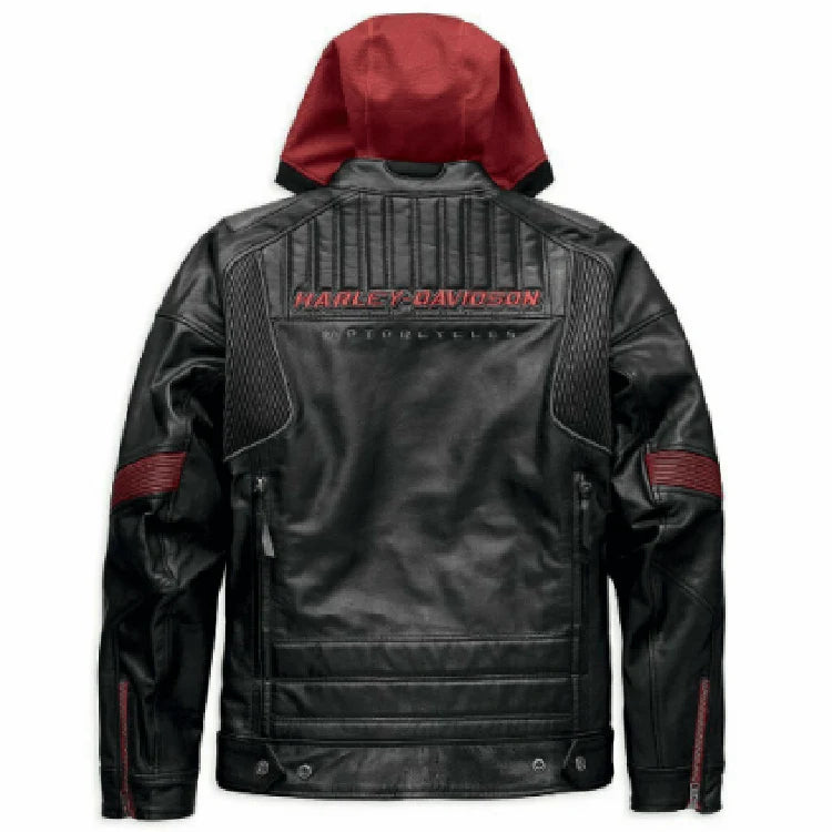 Men's Harley Davidson Motorcycle Leather Jacket with Donhill Hoodie