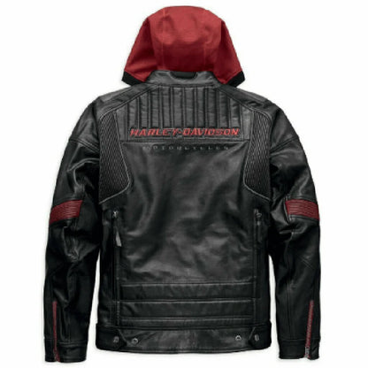 Men's Harley Davidson Motorcycle Leather Jacket with Donhill Hoodie