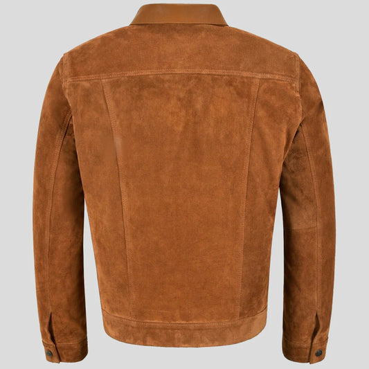 Men’s Tan Trucker Leather Jacket