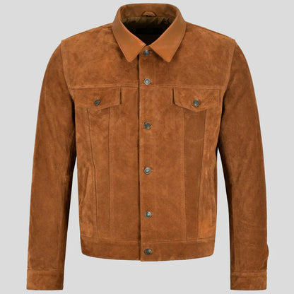 Men’s Tan Trucker Leather Jacket