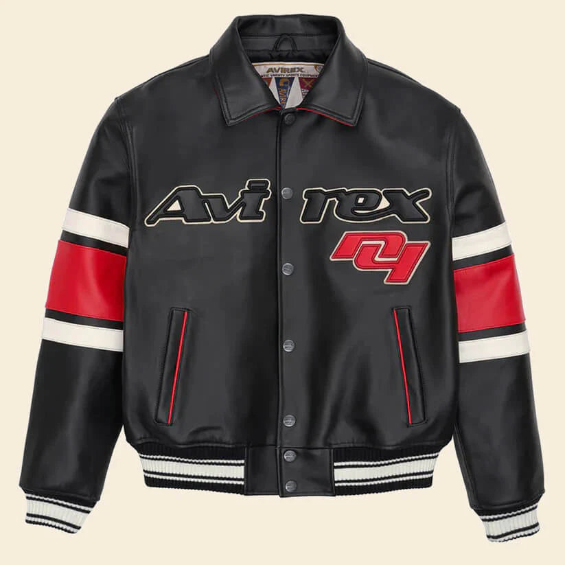 New Black Letterman The Legend Avirex Leather Jacket