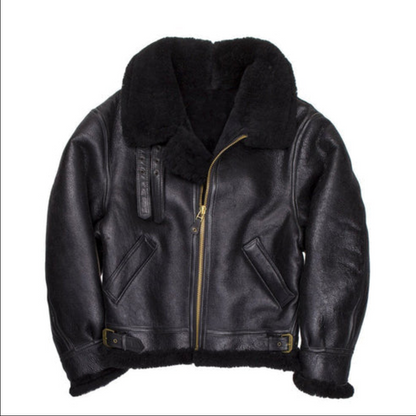 B3 Black Sheepskin Leather Jacket