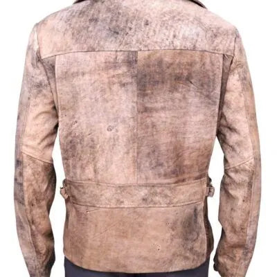 Men Distressed Brown Biker Jacket