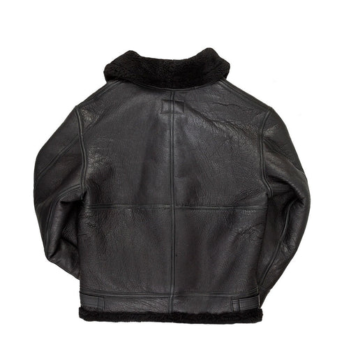 Men Black B3 Hooded Shearling Bomber Jacket
