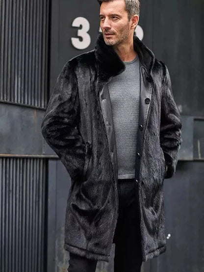 Men Long Fur Shearling Leather Coat