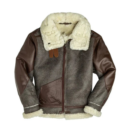 Men Brown Shearling B3 Bomber Leather Jacket