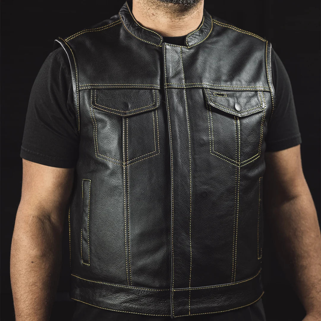 The Club Cut Men's Motorcycle Leather Vest – Multiple Colors
