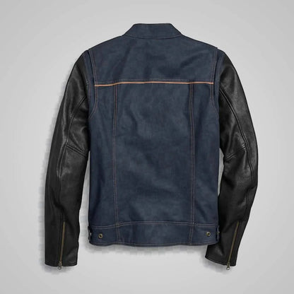 Harley-Davidson 7 Star Denim Jacket with Premium Leather Sleeves