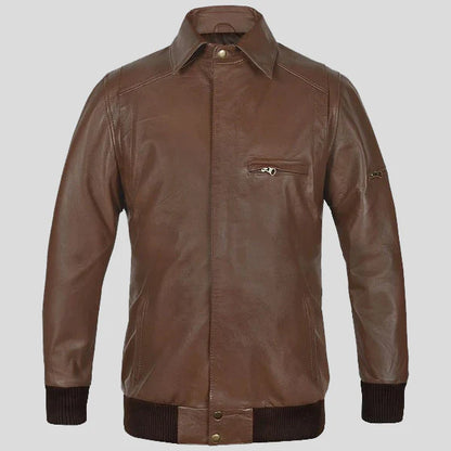 Aviator Bomber Leather Jacket