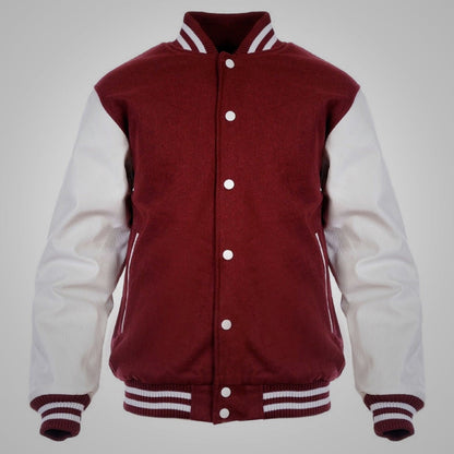 Maroon and White Letterman Jacket
